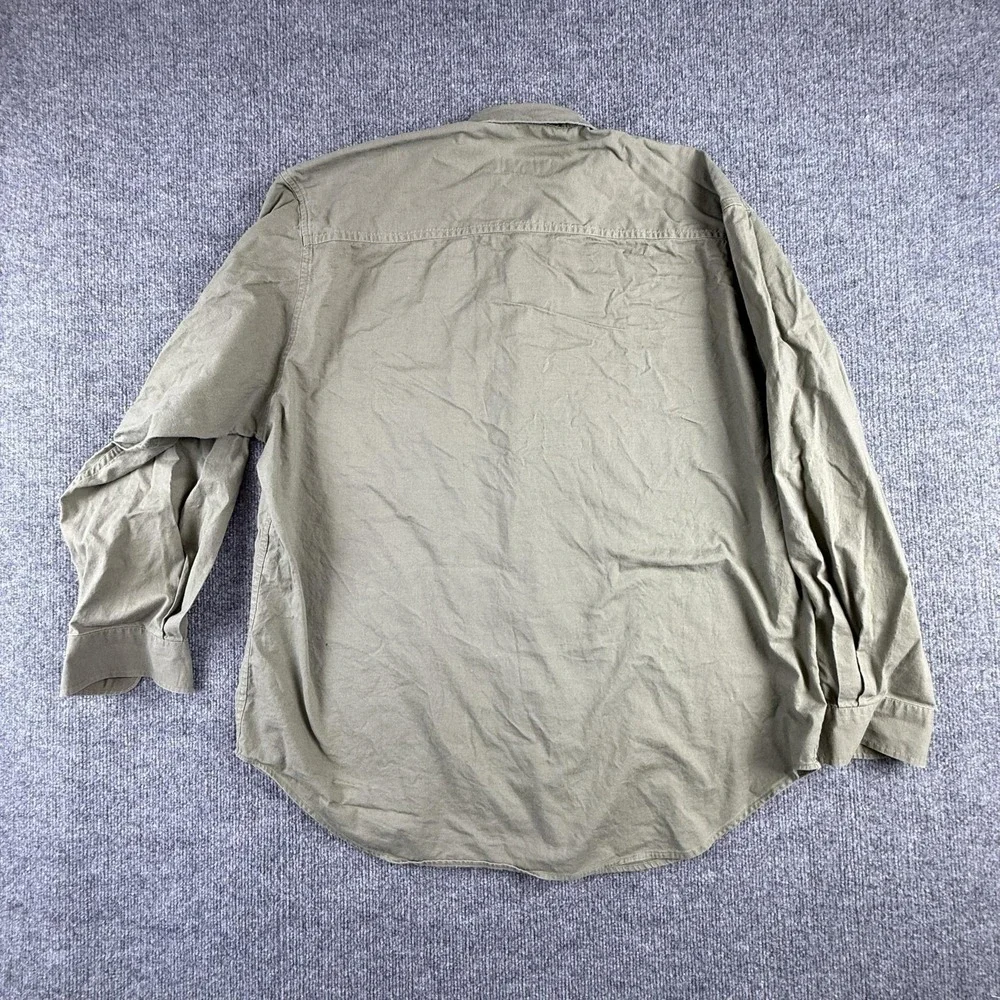 VTG Timberland Shirt Mens Large Green Long Sleeve Button Down Weathergear Cotton